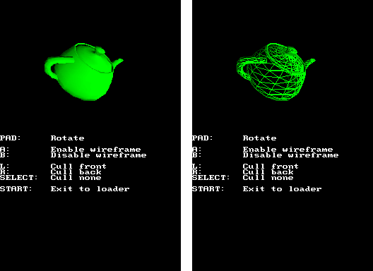 Display list and wireframe mode