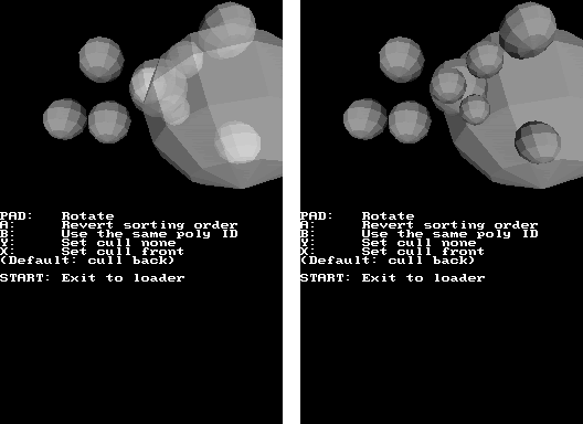 Compare polygon ID effects on translucent objects with